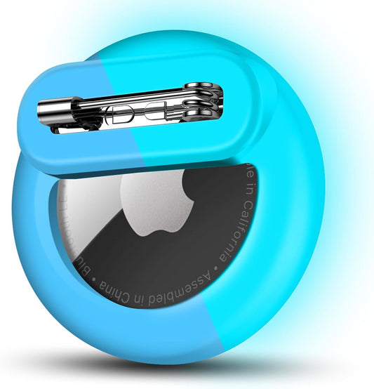 Tracker Holder for AirTag with Pin, Safe Hidden Lightweight GPS Tracker for Kids Compatible with Apple Air Tags for Child, Elderly, Pets Collar, Shoes (Luminous Blue, 1 Pack)