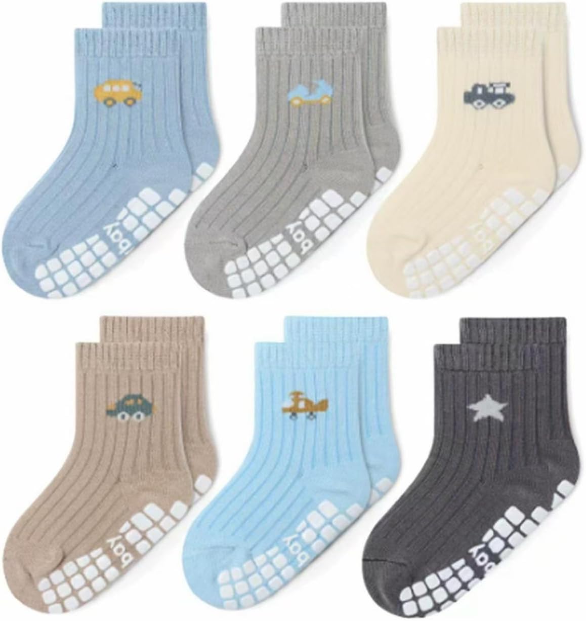 Baby Non Slip Ankle Socks with Grippers for 0 Months-7 Years Old Walking Socks
