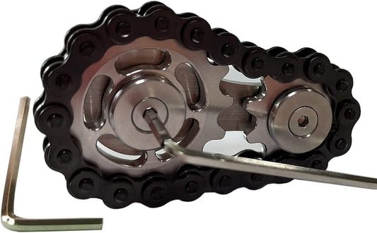 Stainless Steel Sprocket Fidgets Chain Fidget Cube Gears Linkage Bike Chain Novelty Fidget Block Kinetic Desk Toy Metal EDC Focus Meditation Break Bad Habits ADHD (Black)