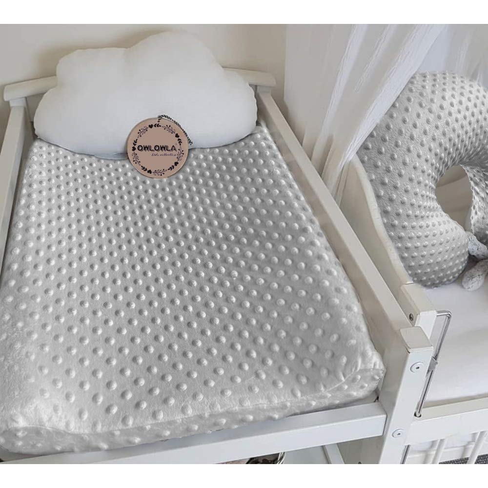 Owlowla Changing Pad Cover, Soft Minky Dots Changing Table Sheets for Baby Boy and Girl 2Pack (Silver Grey&Khaki)