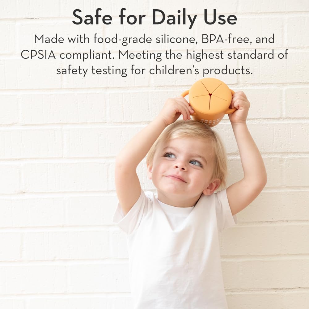 Snack Cups for Toddlers by Bella Tunno, Silicone Spill Proof Food Container with Lid, Babies & Kids 6-12 Months, Cheerio Mate