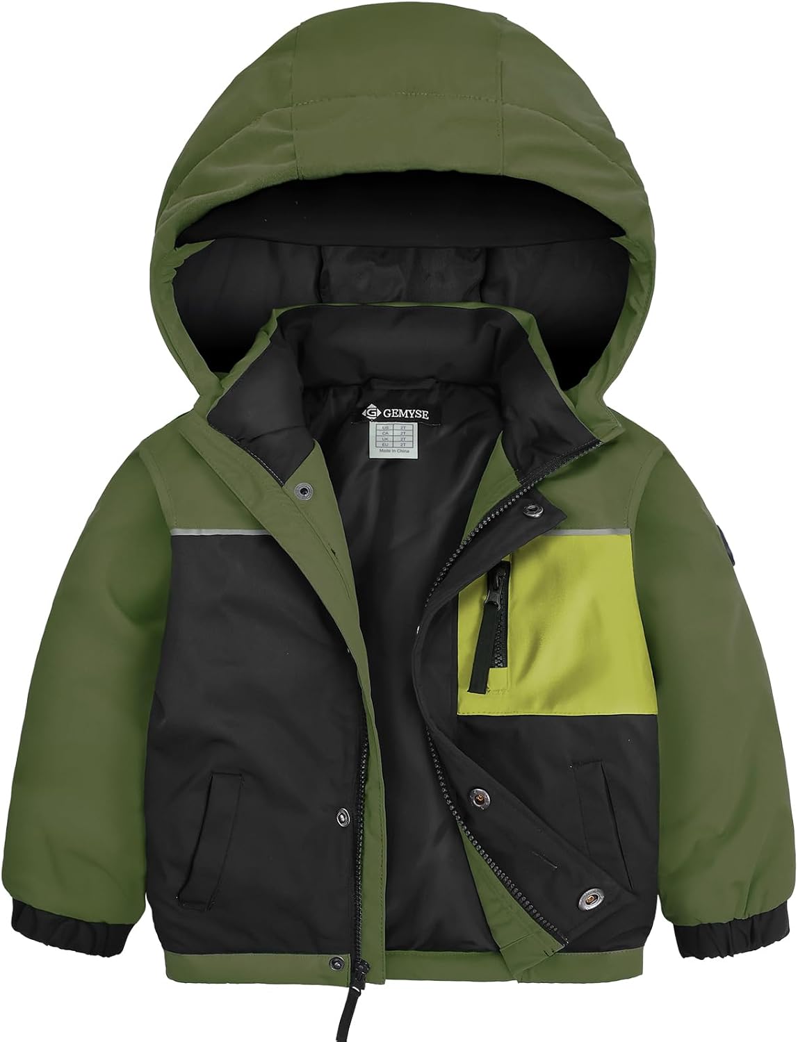 GEMYSE Toddler Boys Winter Coat Waterproof Ski Snow Jacket with Hood Thicken Warm Baby Jacket Outerwear