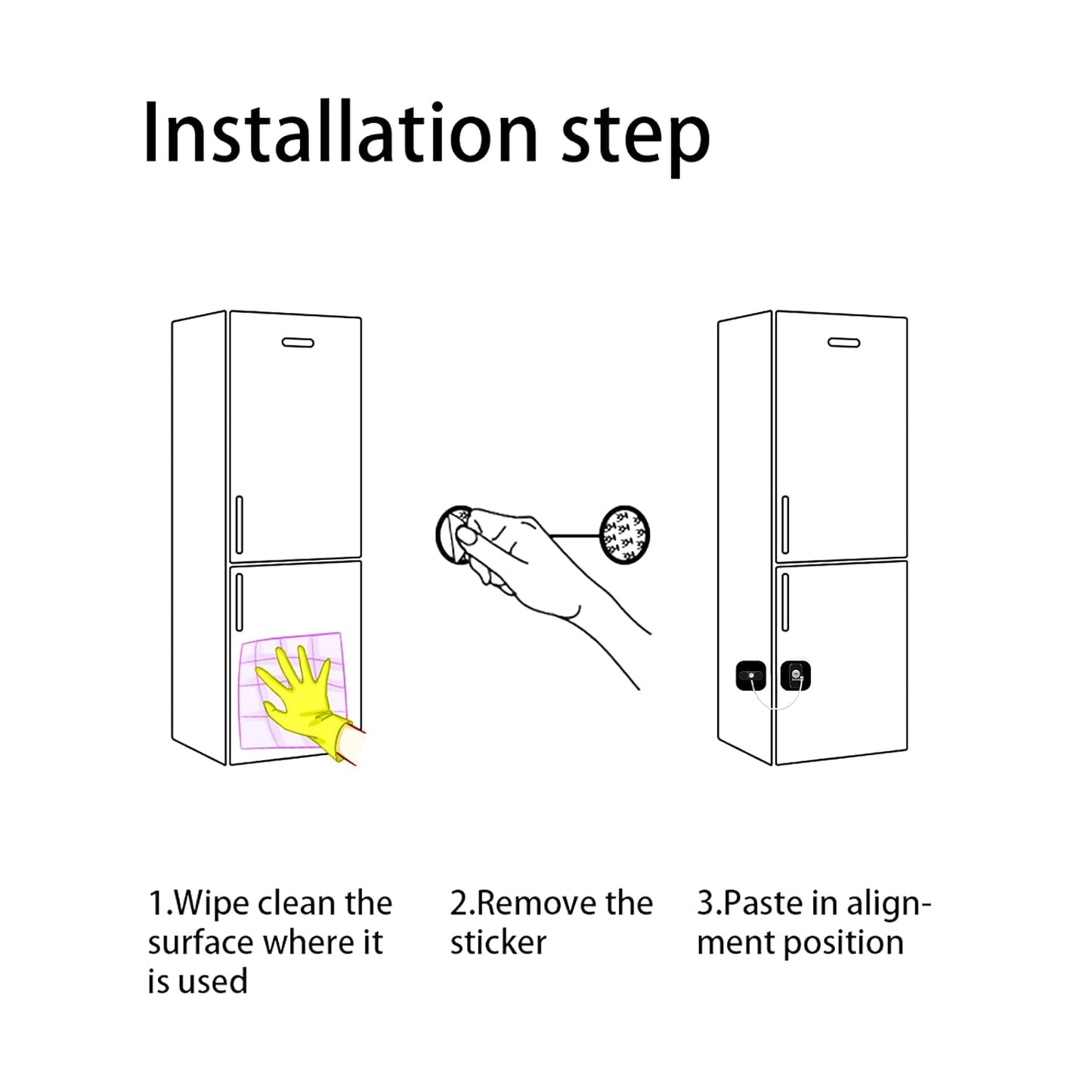 Refrigerator Lock with Key, Fridge Locks,Lock for Fridge Freezer, Cabinets and Drawers, Air Oven Air Fryer, Closets, Windows, 2 Pack Refrigerator Lock with 4 Keys(Black)