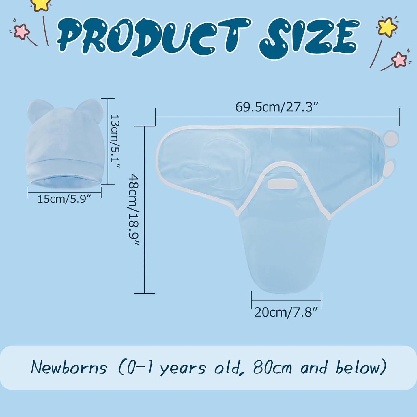 Baby Swaddle Sleep Sacks with Hats for 0-3 Months Baby Swaddle Blanket Wrap Newborn Swaddles Sack for Baby Boy Girl