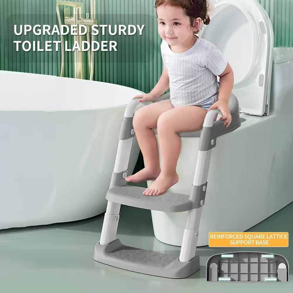 Potty Training Toilet Seat For Boys Girls, Toddler Toilet Seat With Step Stool Ladder, Foldable Toddler Potty Seat For Toilet With Non-Slip Design, Adjustable Height