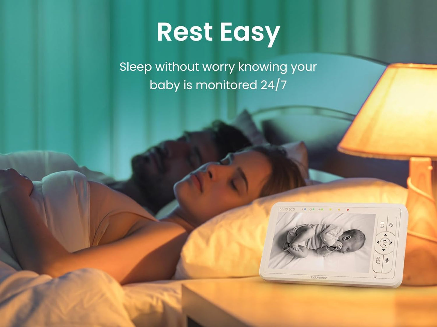 Babysense HDS2 Non-WiFi 5” HD Baby Monitor with Camera and Audio & Bonus WiFi Security Camera with App for Remote Viewing - HDS2&FullPeek