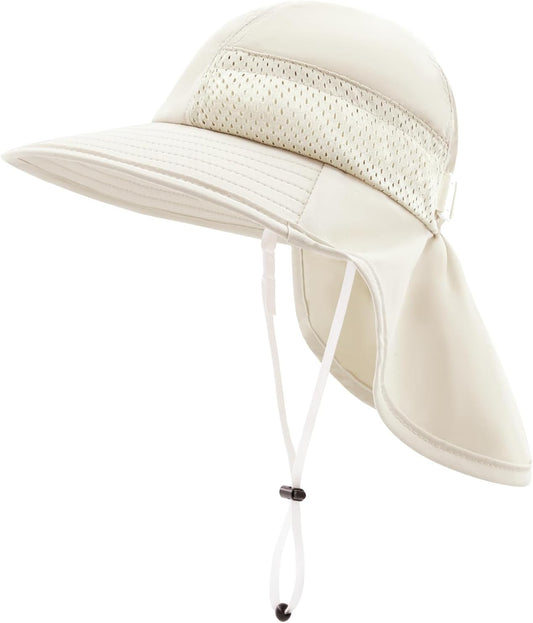 XIAOHAWANG Girls Sun Hat Baby Beach Hats Boys UPF 50+ Kids Summer Protection Cap Toddler Breathable Caps Wide Brim Neck Flap