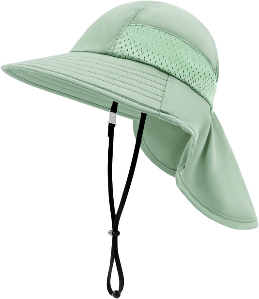 XIAOHAWANG Girls Sun Hat Baby Beach Hats Boys UPF 50+ Kids Summer Protection Cap Toddler Breathable Caps Wide Brim Neck Flap