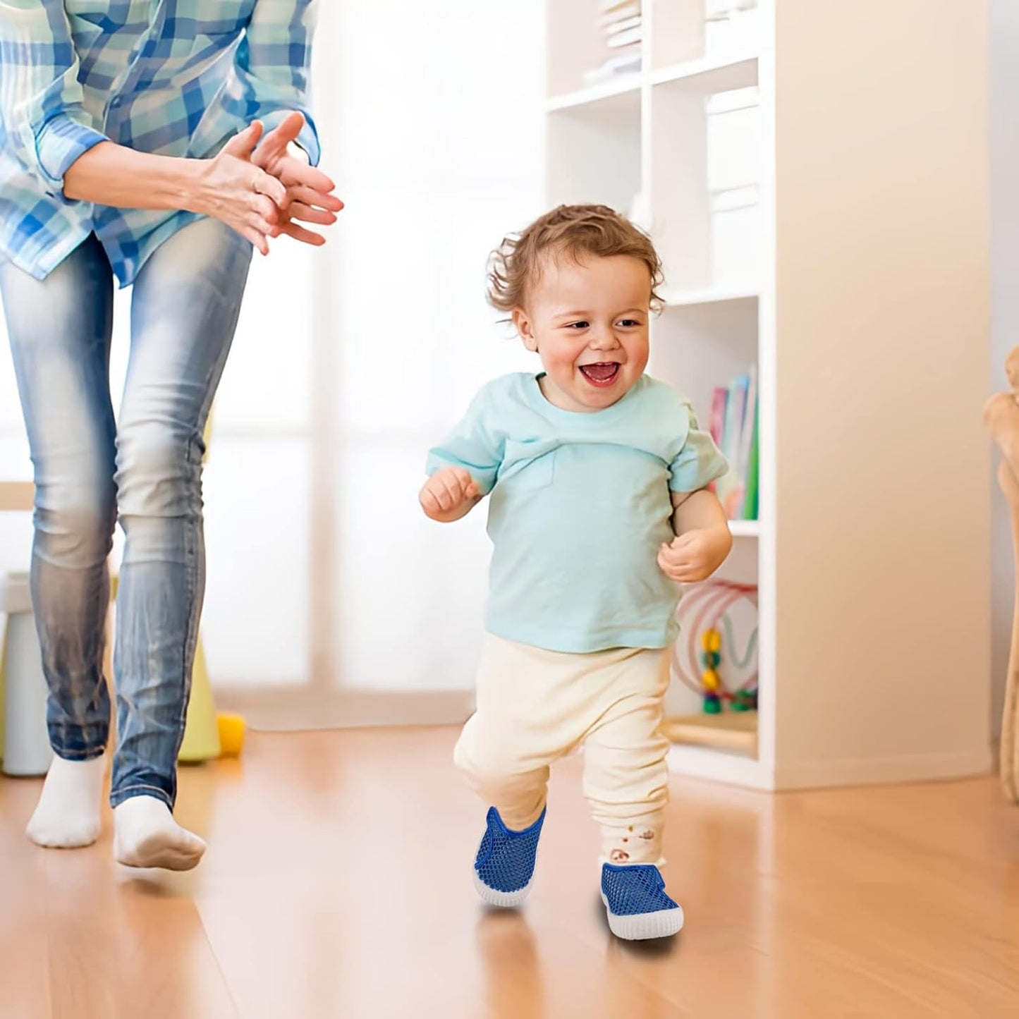 Baby Walking Shoes Toddler Girl Boy Soft Sole Breathable Mesh Slip on Summer Wide Shoes Infant Flexible Lightweight Non-Slip Safer Causal Tennis Shoes Toddler First Walkers Shoes Rubber Soles Outdoor