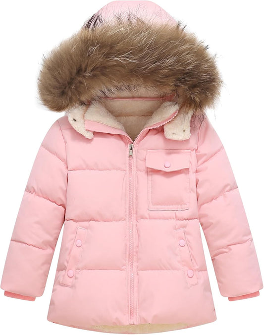 Toddler Winter Coat Baby Jacket Snow Boy Hoodie Puffer Girl Fleece Clothes 1-5T