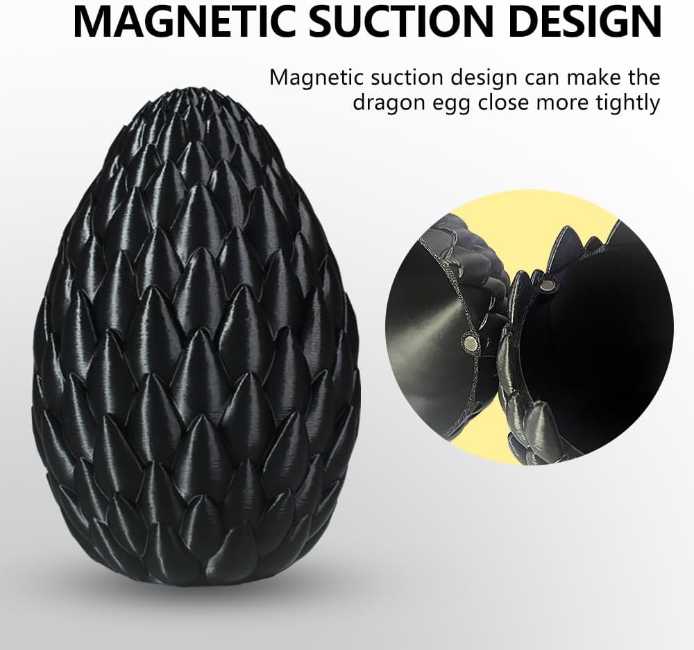 Dragon Eggs with Dragon Inside, 16.5 Inch Large 3D Printed Dragon Egg Articulated Dragon Crystal Dragon Executive Desk Toys Fidget Toy for Autism/ADHD (Blue, with Egg)