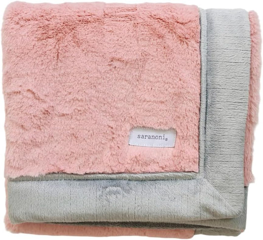 SARANONI Receiving Blankets for Babies Super Soft Boutique Quality Lush Luxury (Light Pink/Gray, Receiving 40" x 30”)