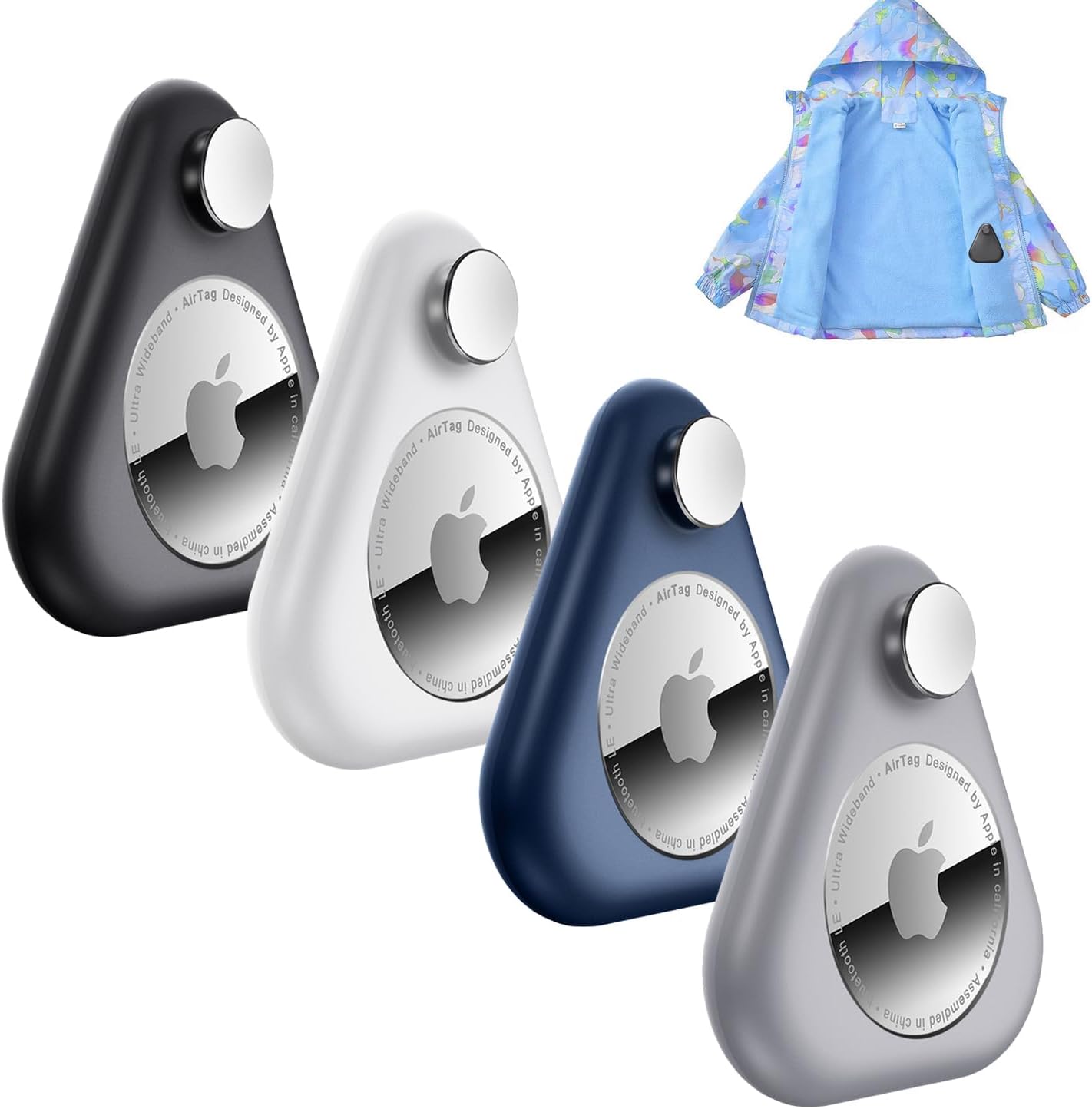 Airtag Holder for Kids Hidden 4 Pack Upgraded GPS Tracker Case, Anti-Removal Airtag Hard Case with Safety Pins, Avoid Airtag Loss, Suitable for Children, Elderly, Pets, Backpack, Luggage