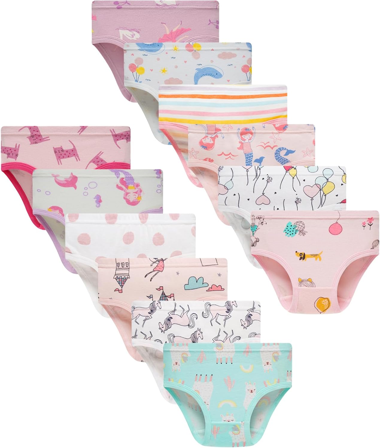 Finihen Girls Cotton Underwear Toddler Girls Panties Kids Briefs Multipacks.