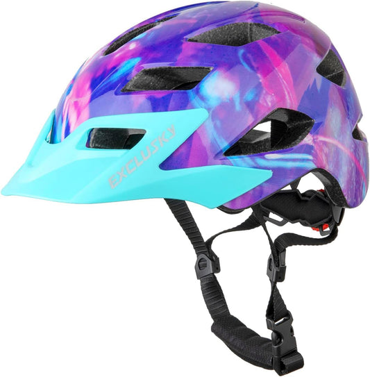 Kids Helmet, Exclusky Kids Bike Helmet Adjustable Safety Lightweight Children Bicycle Helmet for Kids Skating Cycling Scooter Boys and Girls Bicycle Helmets Ages 5-8-14