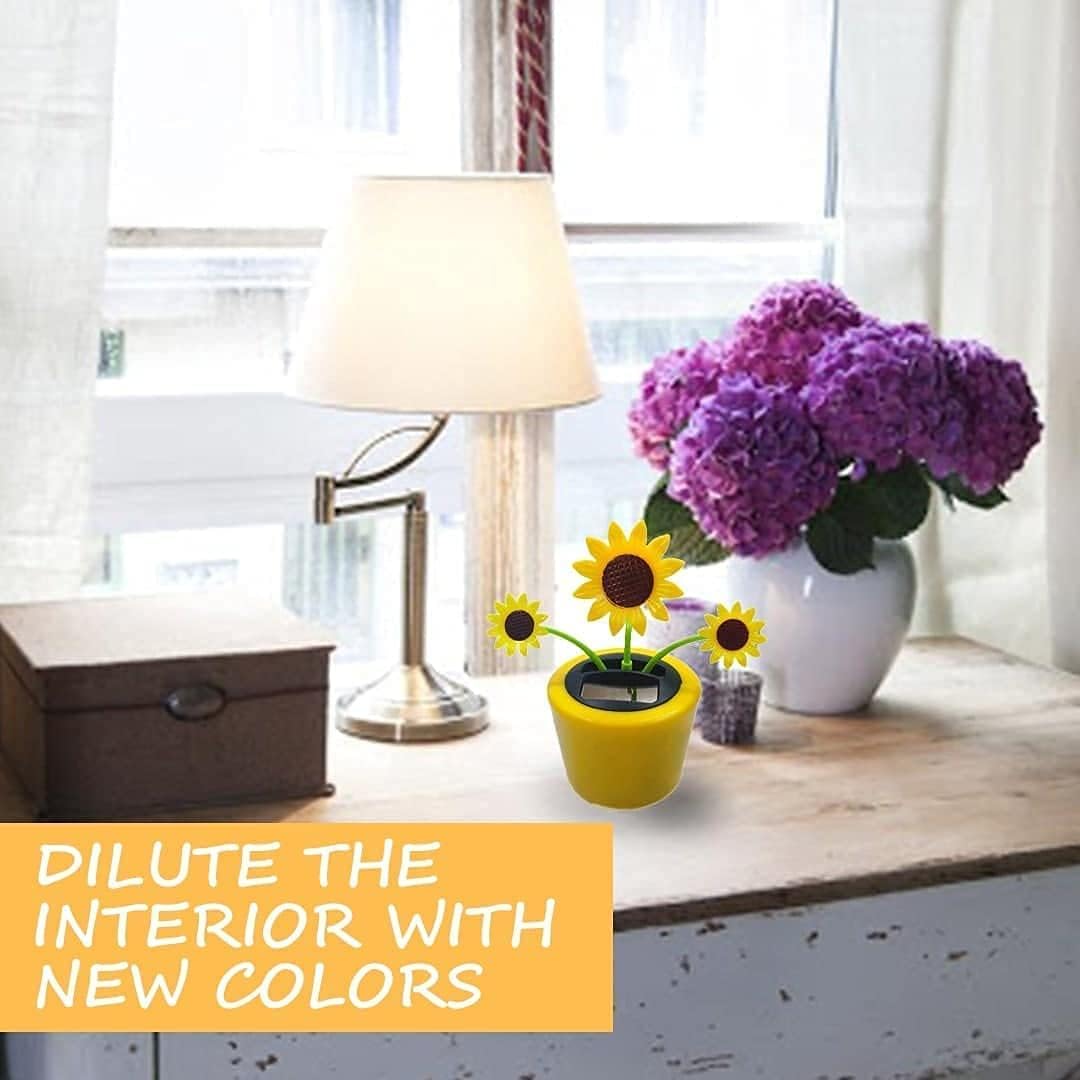 Solar Dancing Flower Sunflower Solar Dancing Solar Toys Powered Toys Car Swinging Dancing Toy Car Windowsill Decoration Holiday Car Dashboard Office Home Desk Decor