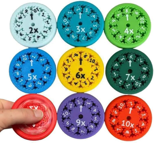 9PCS Math Fidget Spinners, Multiplication Division Learning Tool,Multiplication Fidget Toy Perfect for Stress Relief and Focus,Math Game for Home School Classroom Prizes