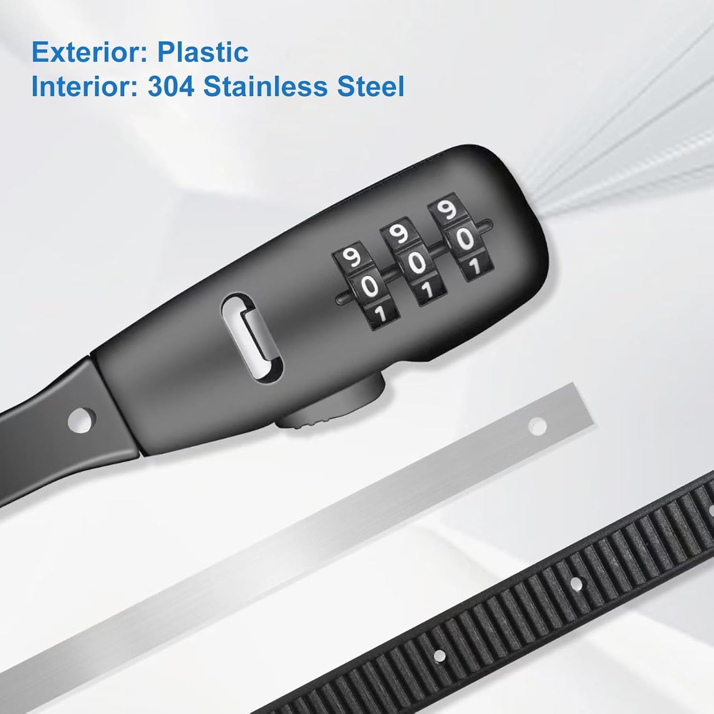 Combination Lock Cable for Cabinets Proofing Security Locks, Suitable for Cabinets, French Refrigerators, Baby Strollers, Kids' Bikes, Helmets, Gates. 3-Pack, Black.