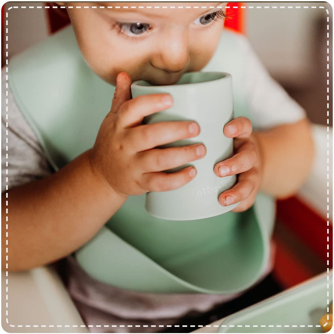 otterlove Silicone Baby & Toddler Training Cup - Pediatric OT Approved - 100% Platinum Pure LFGB Silicone - Unbreakable - Plastic Free - Tiny Cup Perfect for Baby Led Weaning (Sage)
