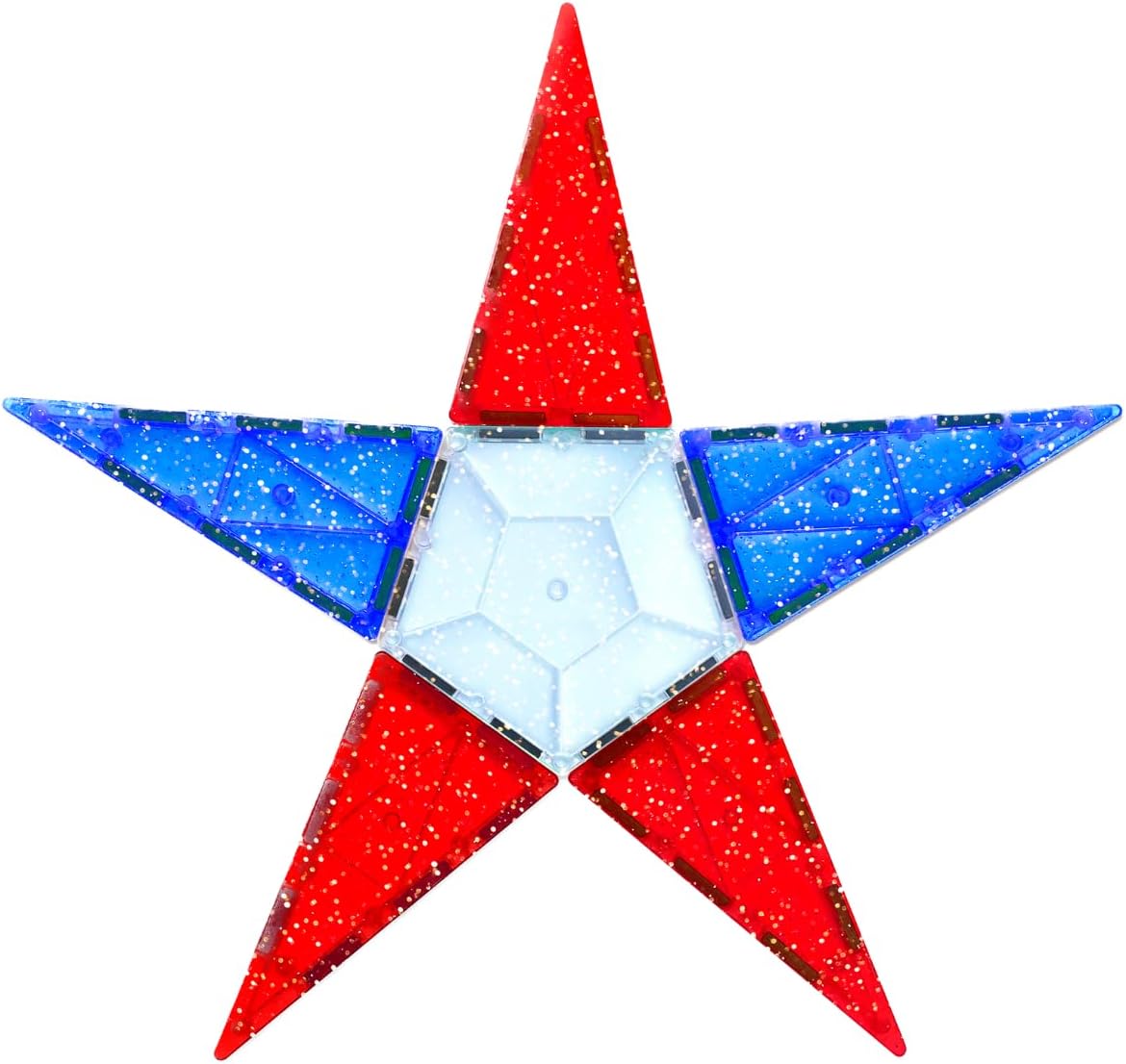 CreateOn Crayola Red, White & Blue Magnetic Tiles 14pc, Building Set for Kids, Magnetic Toy, Travel Toys, Classroom Sensory Toy Blocks, STEM & Montessori Tools for Boys & Girls Ages 3+, 14-Piece Set