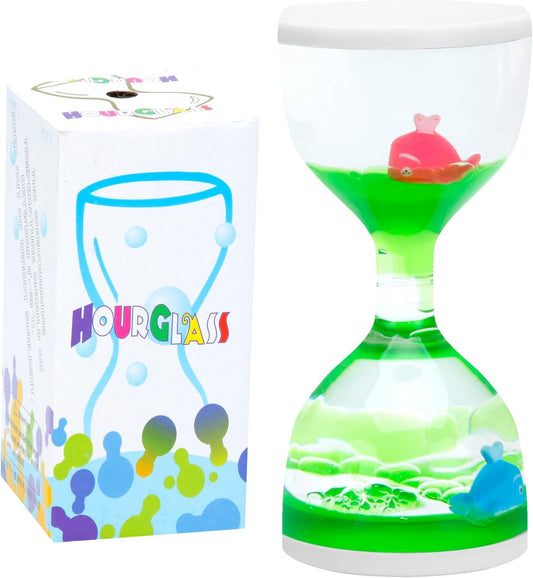 Liquid Motion Timers for Kids, Set of 3, Sensory Bubble Toys for Toddlers (Green)