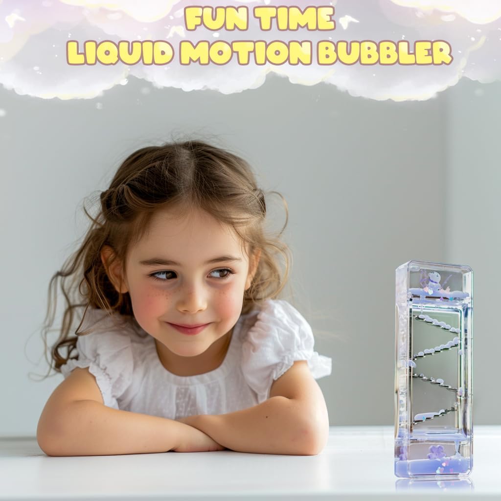 Exclusive Model Liquid Motion Bubbler Timer Soothing Sensory Toy for Relaxation Calming Stress Relief and Sensory Play Perfect for Kids and Adults Unique Desk Decor for Stress and Focus.