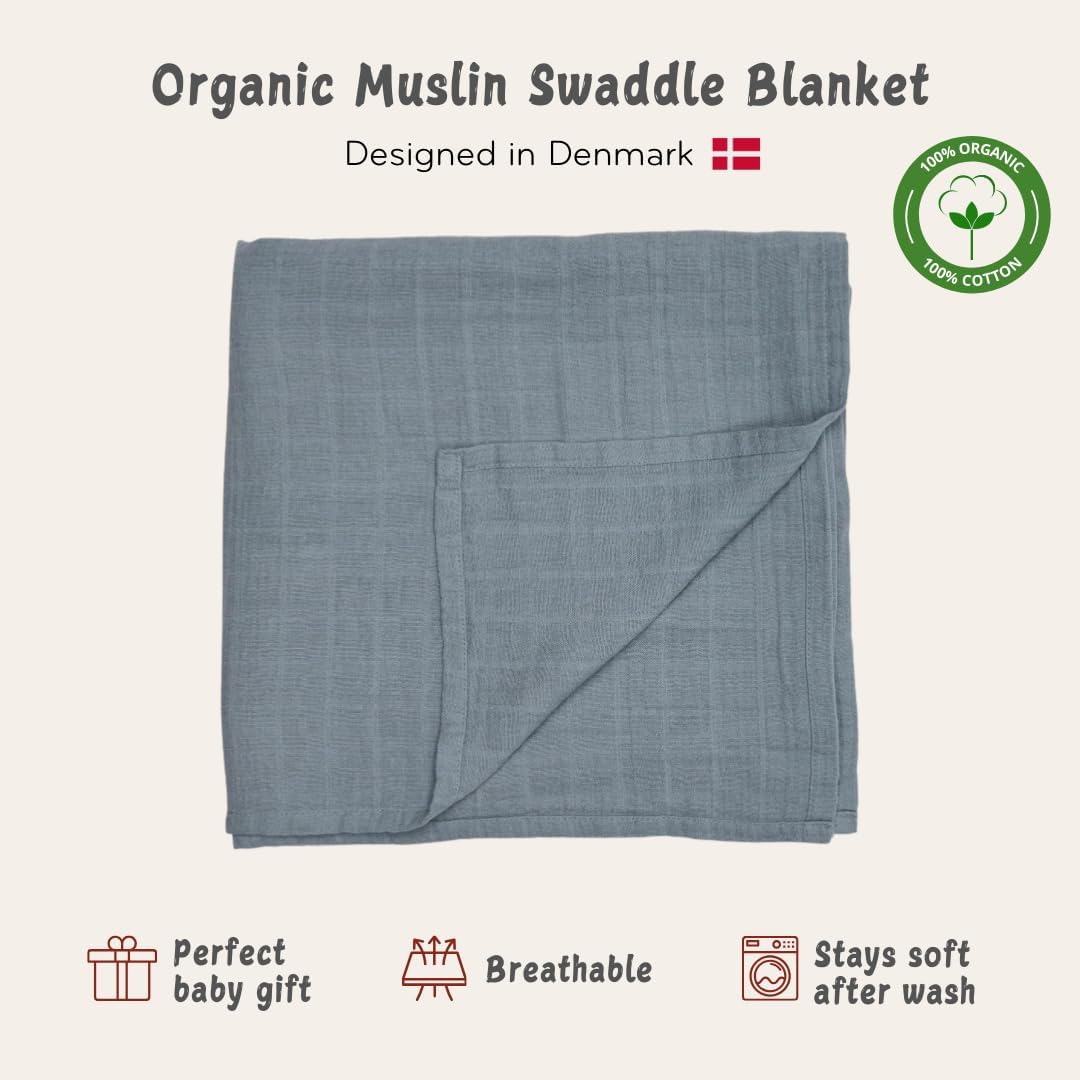 Swaddle - 100% Organic Cotton - Muslin Swaddle Blankets for Newborn, 47" x 47" (Tradewins)