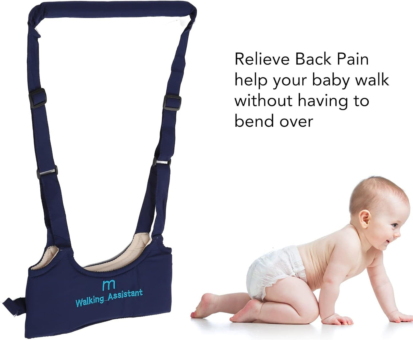 Baby Walking Harness, Skin Friendly, Relieve Back Pain, Adjustable, Handheld Kids Walker Helper, Toddler Leash, Nurse Sling, Harness (Navy Blue)