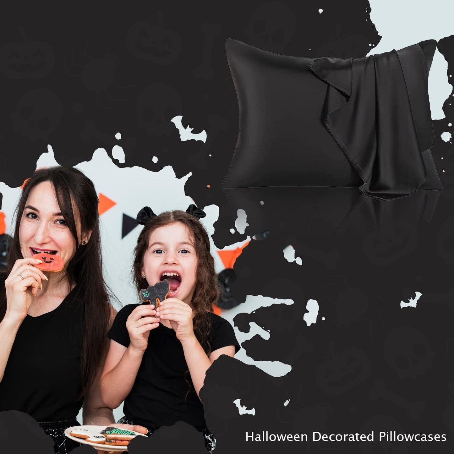 Mulberry Silk Pillowcase for Hair and Skin,Cooling Silk Pillow Case with Hidden Zipper,Allergen Proof Dual Sides Soft Breathable Smooth Silk Pillow Cover for Women (Black,Toddler)