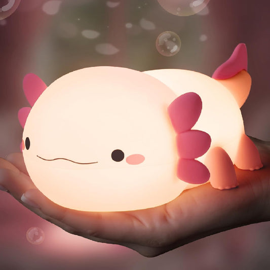 Axolotl Night Light for Kids, Cute Axolotl Lamp Silicone Baby Nursery Night Lamp, Dimmable Squishy Touch Bedside Lamps, Adorable Rechargeable Animal Lamps Gifts Kawaii Room Decor for Kids Girls Boys