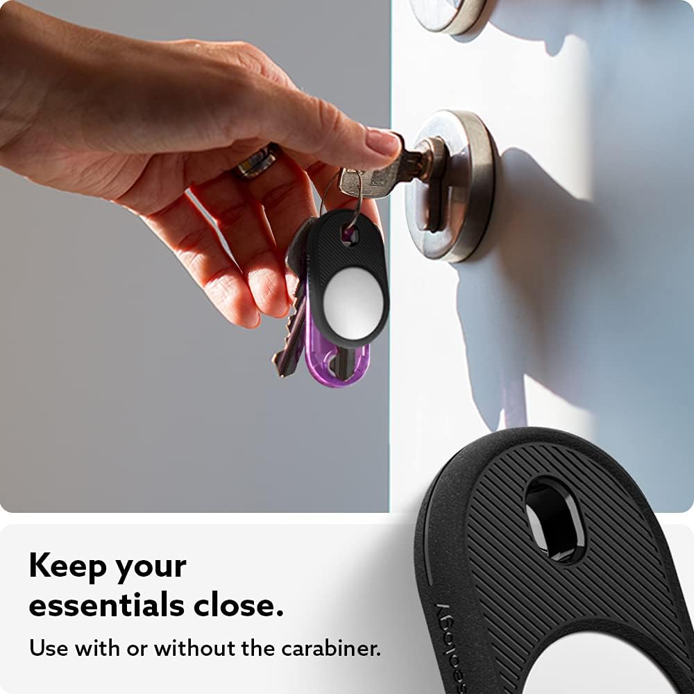 Caseology Vault Compatible with Apple AirTag Case for AirTag Keychain Holder (2021) - Matte Black