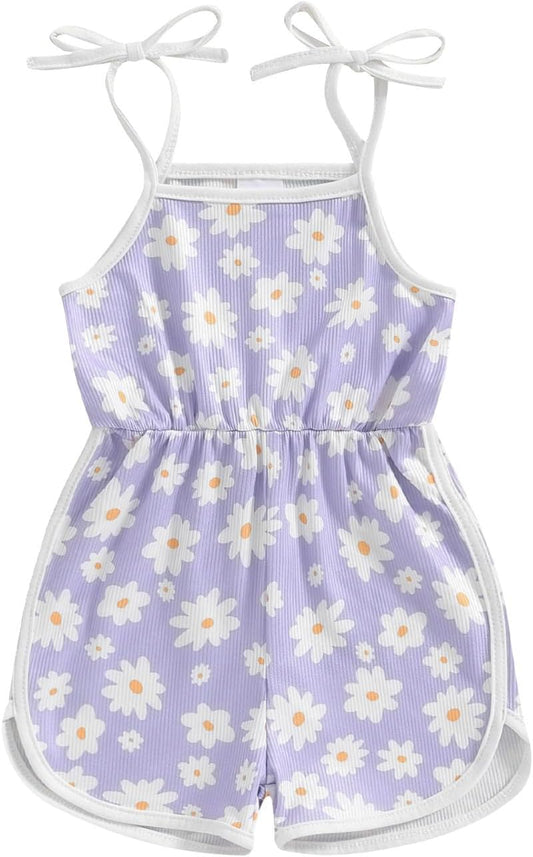 WZTYYDS Toddler Baby Girl Summer Clothes Floral Romper Tie-Up Strap Halter Jumpsuit Infant Summer Sling Playsuit 6M-3T