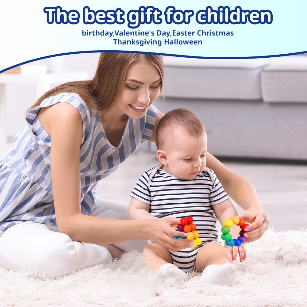 Variety Beaded Stress Relief Ball 1 Pack-Ainiv Sensory Fidget Toys for Kids Toddler, Autism Rainbow Ball ADHD Therapy Cool Desk Toy, Fidget Toys for Children Aged 3+(Small)