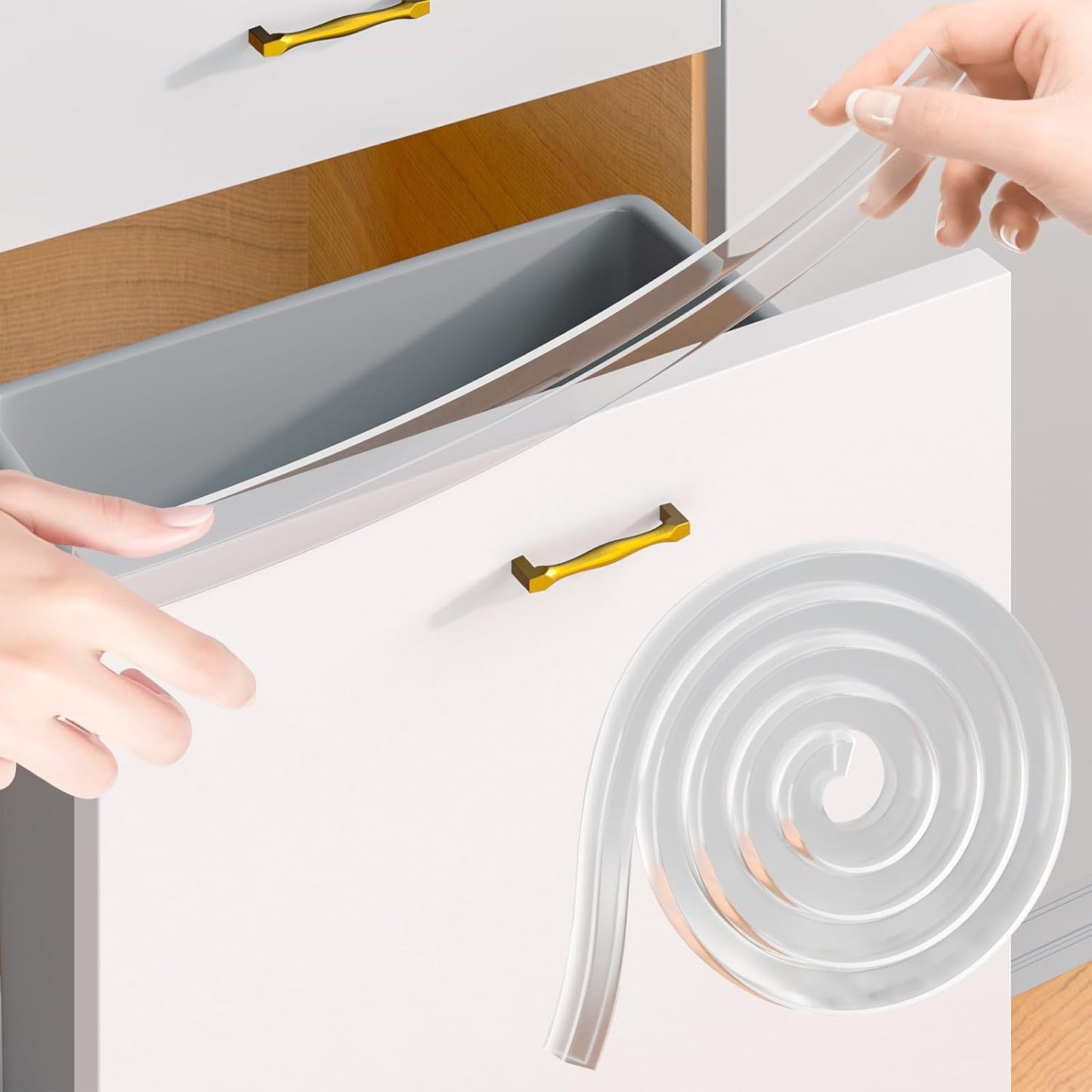 Cabinet Protectors for Kitchen Cabinets, Cabinet Door Edge Protector PVC Edge Guard Drawer Protector Prevent Wear, Chipping, Discoloration, Bumpers Clear, 3/4" Thick, 118'' Length