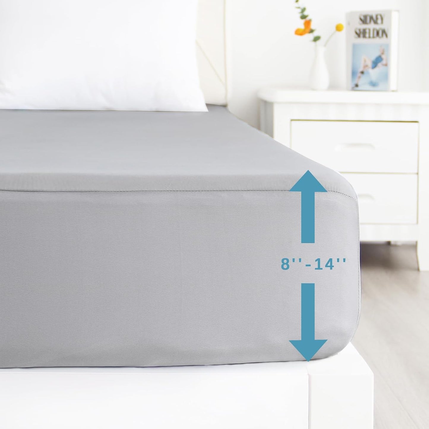 2 Pack Twin Mattress Protector Waterproof, Noiseless & Soft Coverage Mattress Fitted Sheet Twin with Deep Pocket up to 14", Super Breathable & Easy Wash Twin Size Mattress Protector