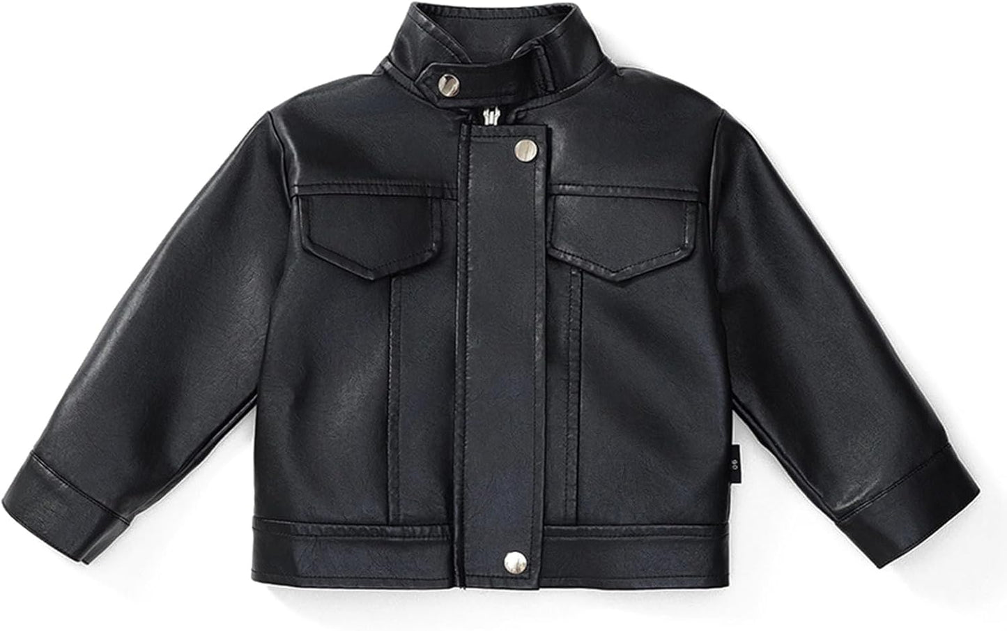 Baby Girl Autumn PU Faux Leather Jacket Kid Boy Motorcycle Oblique Zipper Coat