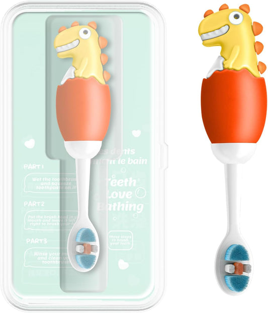 Kids Manual Toothbrush, Ultra-Soft Kids Toothbrush for Sensitive Teeth & Gums, Gentle Toddler & Children's Brush with 10000 Bristles Travel-Friendly Design for Ages 2-7 (Orange)