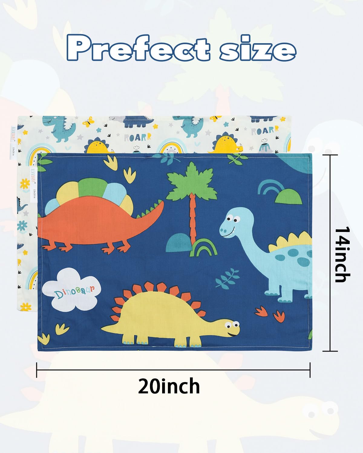 ALVABABY Toddler Pillowcases 2 Pack Organic Cotton Kids Pillow Cover Fit 13"x 18" or 14"x19" Envelope for Girl Boy Sleepy Travel(Pillowcase Only) 2L-FTP08A