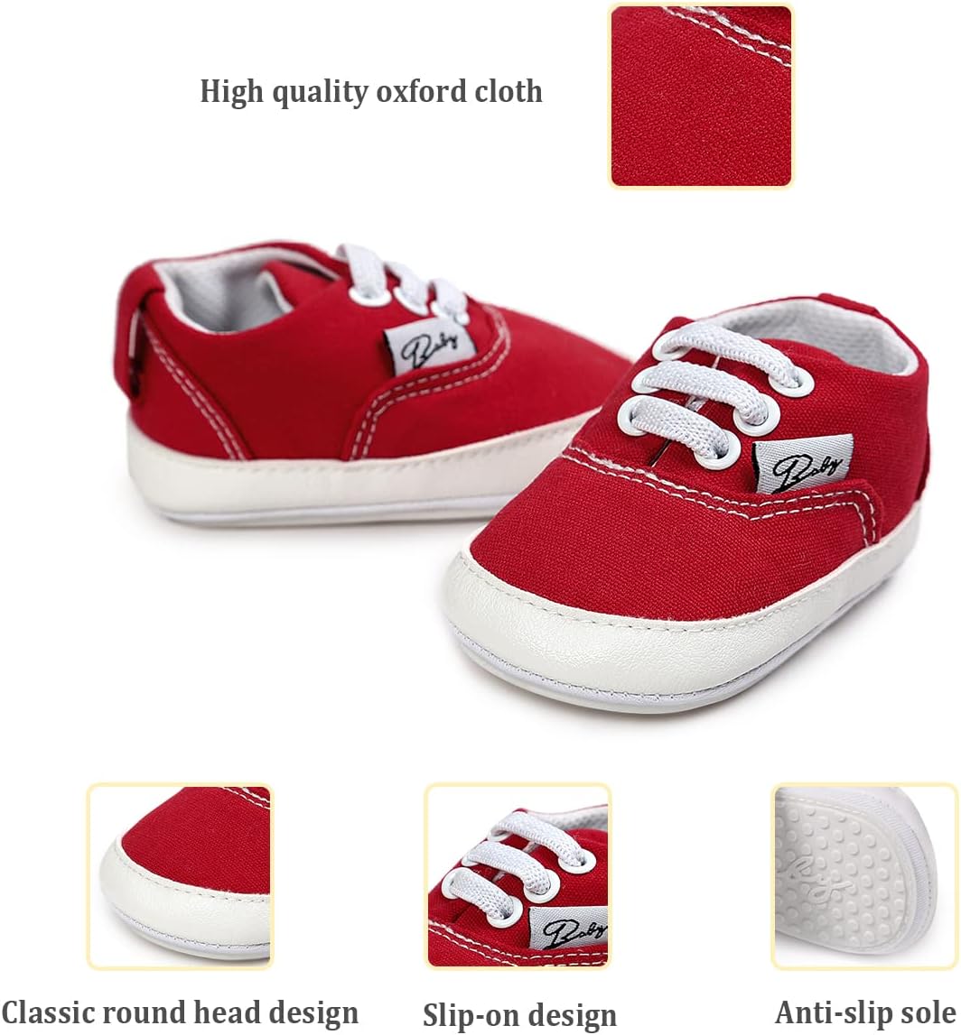 Morbido Infant Baby Boys Girls Canvas Sneaker Toddler Slip On Anti Skid Newborn First Walkers Candy Shoes for 0-18 Months