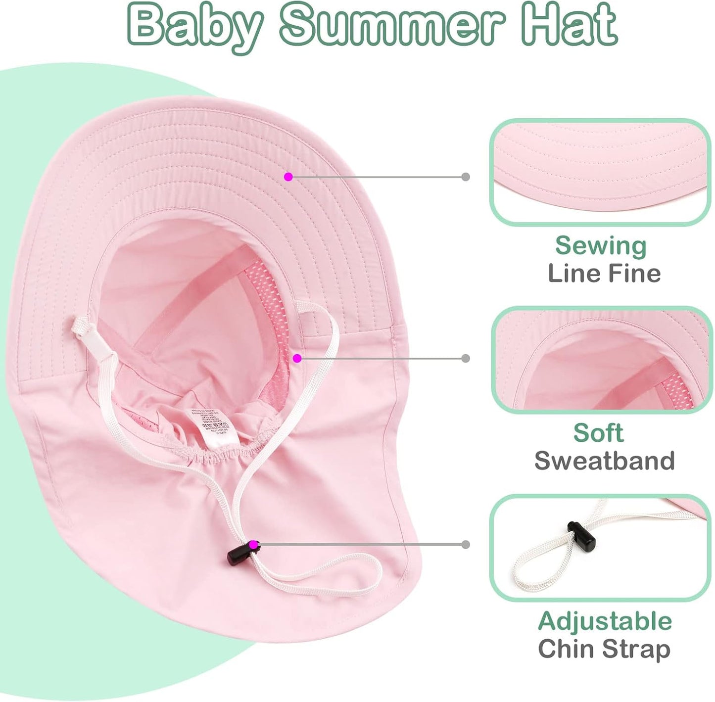 XIAOHAWANG Girls Sun Hat Baby Beach Hats Boys UPF 50+ Kids Summer Protection Cap Toddler Breathable Caps Wide Brim Neck Flap