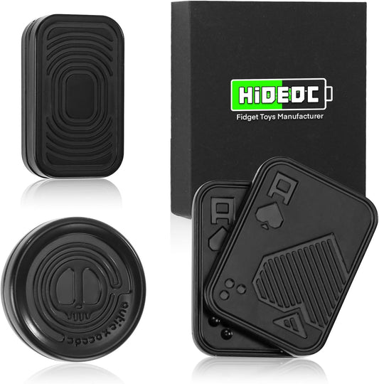 Metal Fidget Toys Gift Pack, Fidget Slider Haptic Coin EDC Fidget Toy for Adults, Home Office Executive Desk Toys Gift for Him, Helps Relieve ADHD/ADD/Autism (Black)