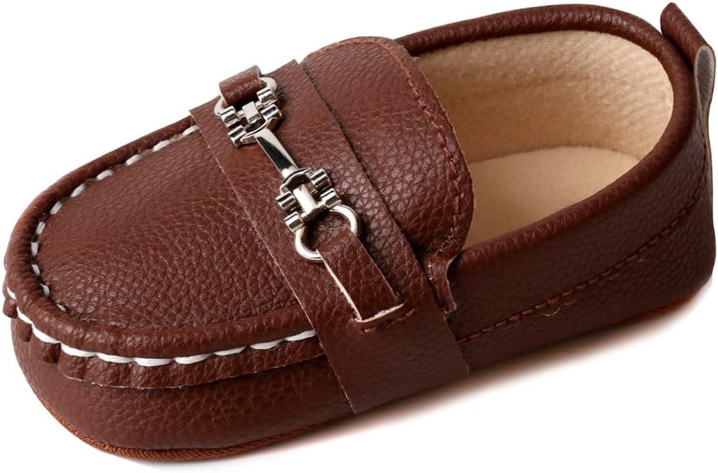 LONSOEN Baby Girls Boys Loafers Prewalker Dress Crib Shoes