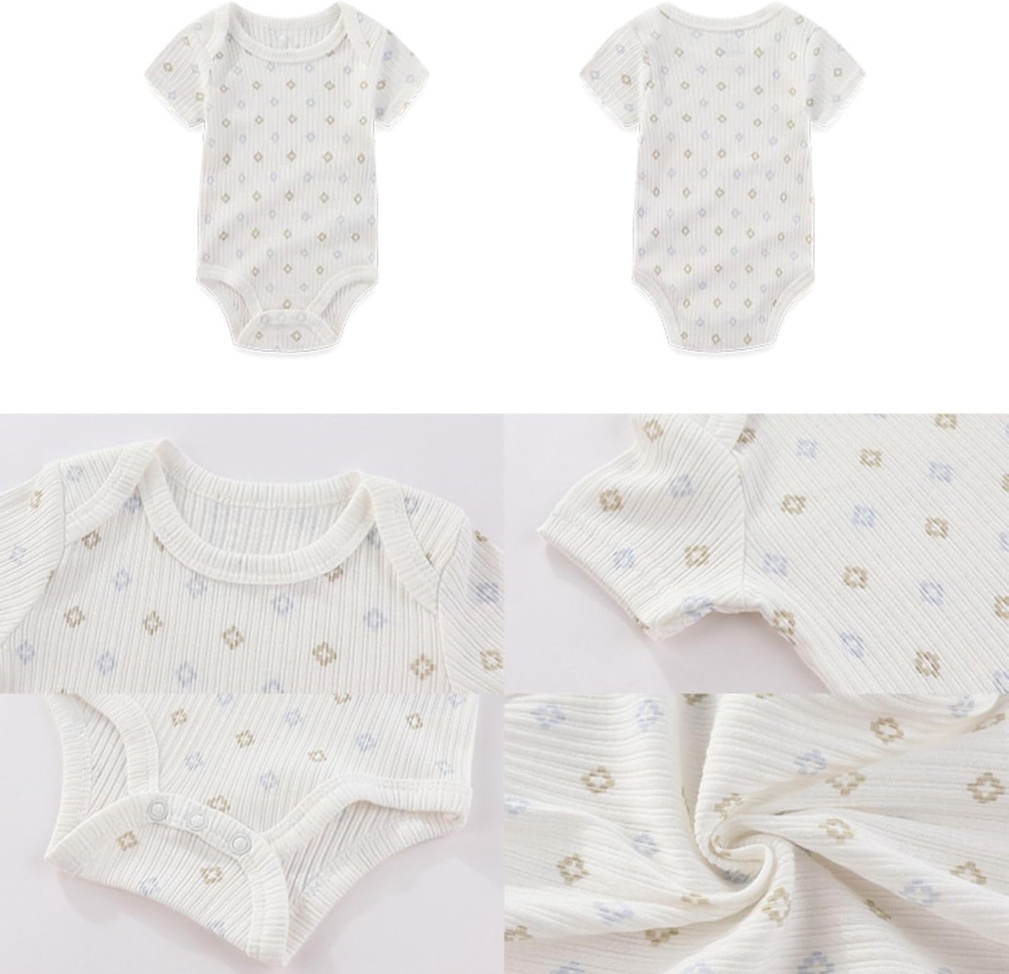 Four Seasons Baby Boy Girl Bodysuits 5-Pack Cotton Comfort Short Sleeve Baby Clothes Soft Infant Outfits