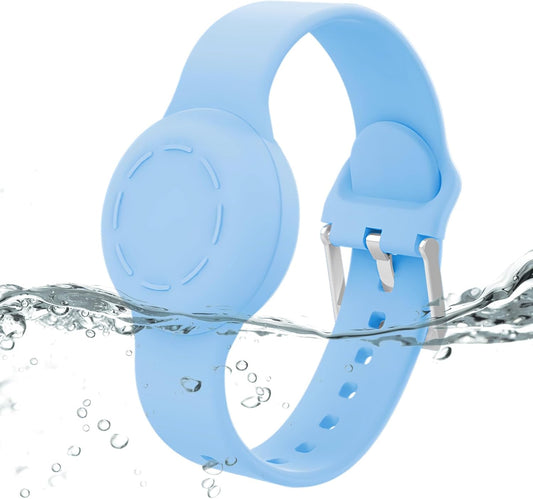 Waterproof Bracelet for Airtag Kids, Silicone Hidden Holder Compatible with AirTag Case, GPS Tracker Anti-Lost Adjustable Wristband for Toddler Child (Blue)