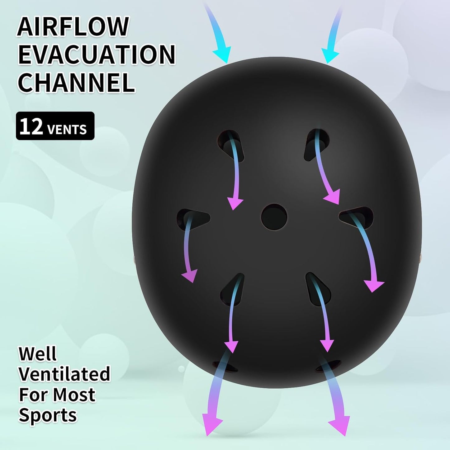 Adjustable Kids Bike Helmet with Knee & Elbow Pads Set, Color Gradient Design for Boys and Girls Aged 3-14+, for Skateboarding, Scooter, Roller & Inline Skating, Longboard