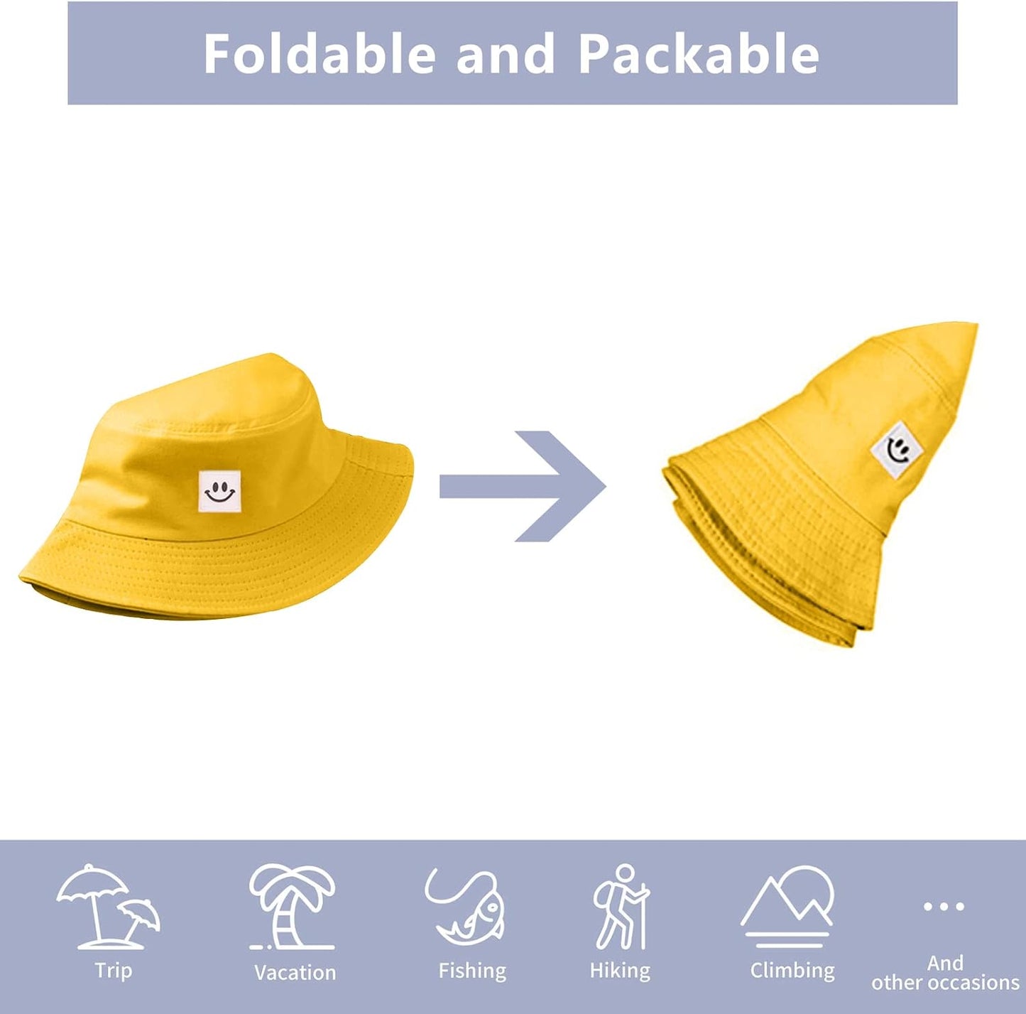 Kids Sun Hat Smile Face Bucket Hat for Girls Boys Summer Sun Protection Cotton Unisex Beach Cap