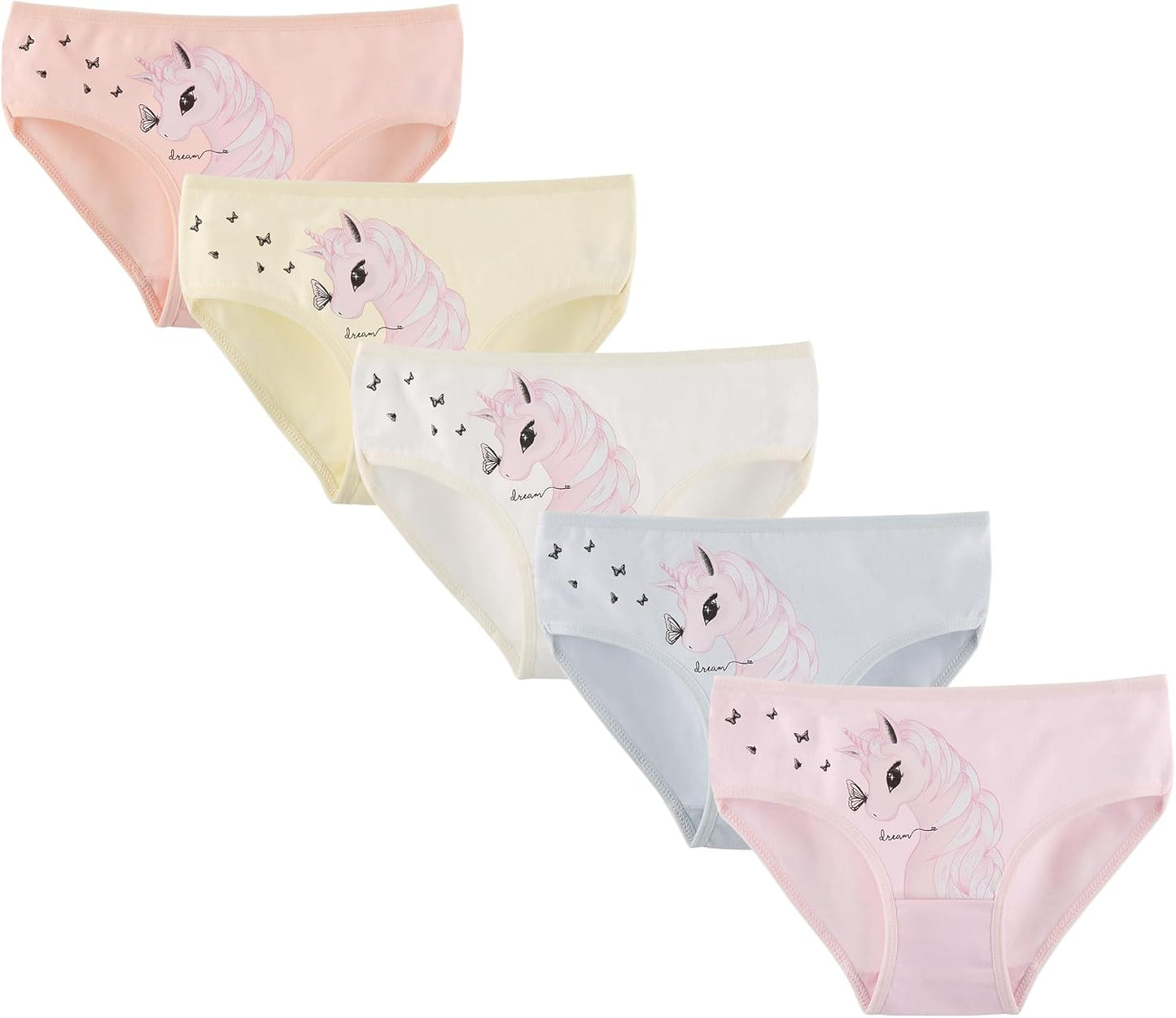 Donella Girls' Soft Cotton Underwear - Kids Bikini Brief Panties for Girls and Toddlers 5-Pack, Age: 2-15