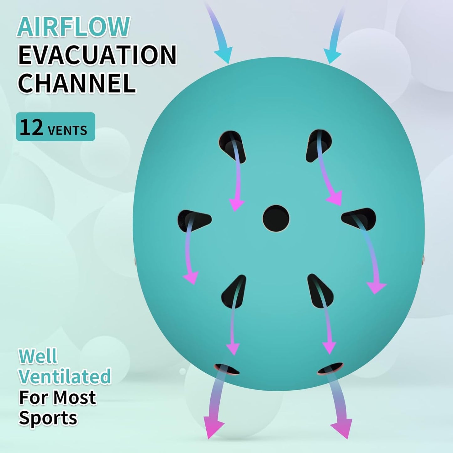 Adjustable Kids Bike Helmet with Knee & Elbow Pads Set, Color Gradient Design for Boys and Girls Aged 3-14+, for Skateboarding, Scooter, Roller & Inline Skating, Longboard