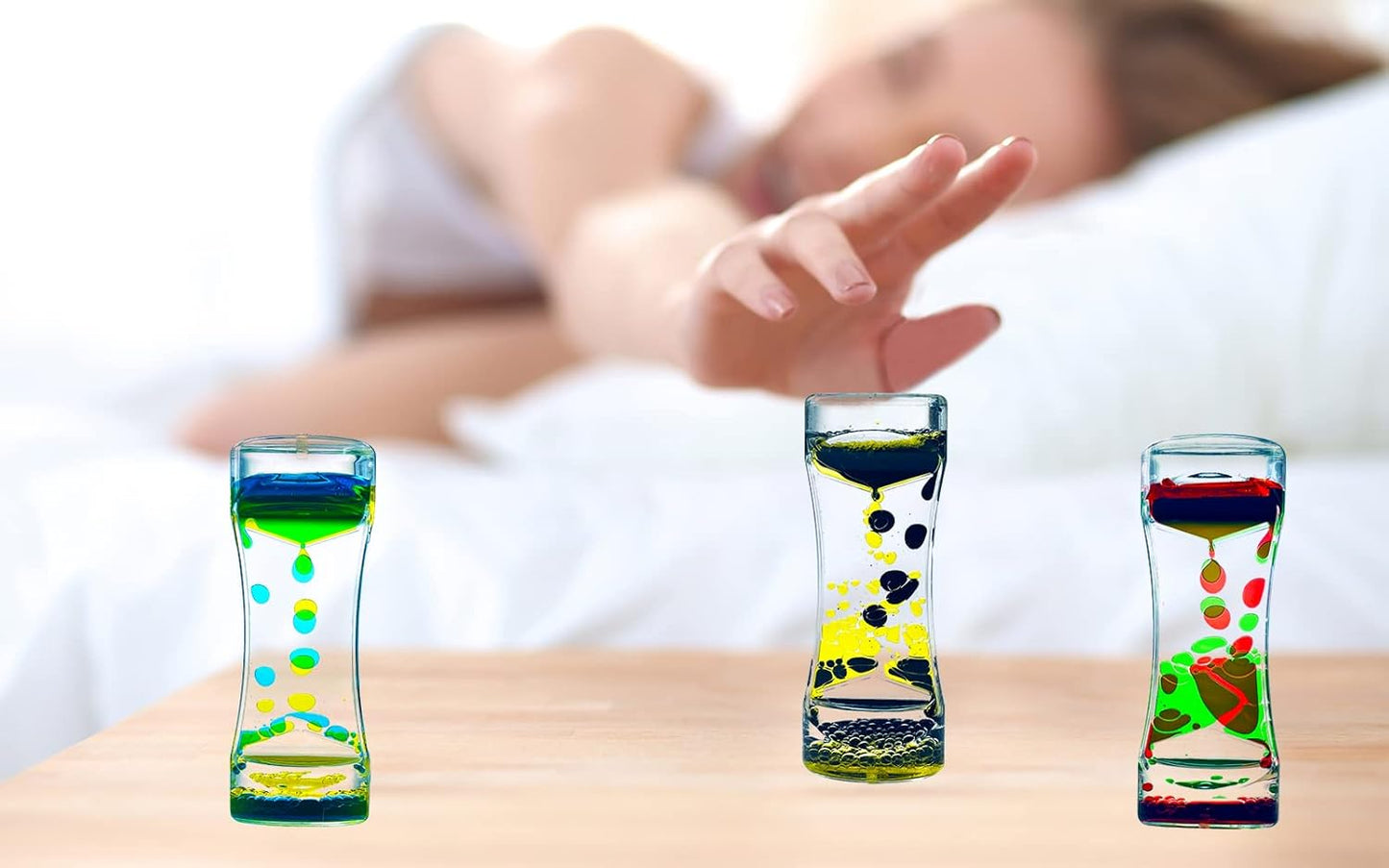 Liquid Motion Bubbler Timer Sensory Toys for Calm Relaxing, Black Yellow 1 Pack Drip Water Oil Motion Liquid Timer for Fidget Toy, Autism Toys, Children Activity, Office Desk Decoration