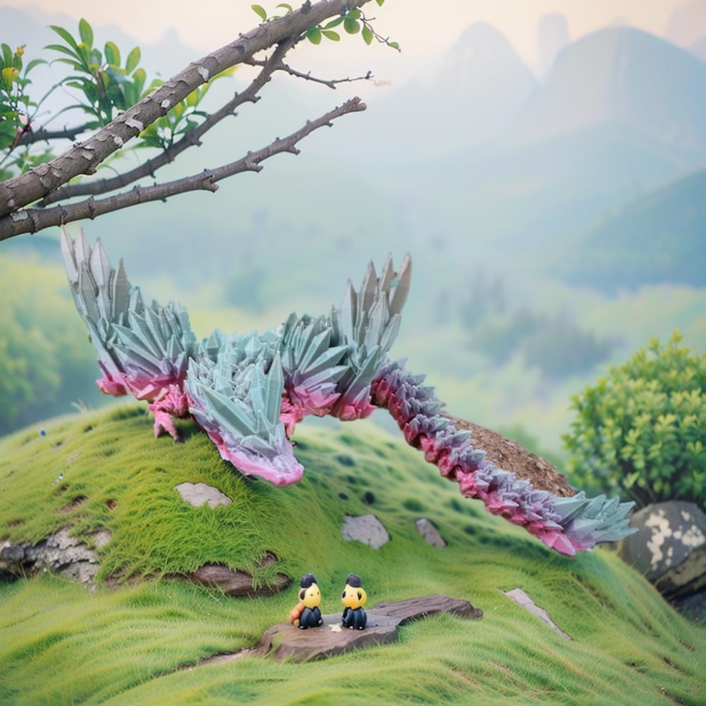 Cessfle 3D Printed Dragon in Egg, Fly Dragon Egggs with Dragon Inside Full Articulated Dragon Egggs for House of Dragon Crystal Fidget Dragon Egg Toys, Home Office Decor Executive Desk Toy